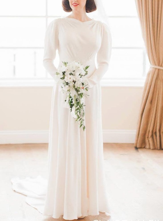 vintage simple elegant wedding dresses Grace Vintage Lace Wedding Dress | Simple A-Line Gown | Elegant Bridal  Style