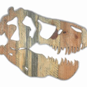 Reclaimed Wood Dinosaur Skull - T-Rex