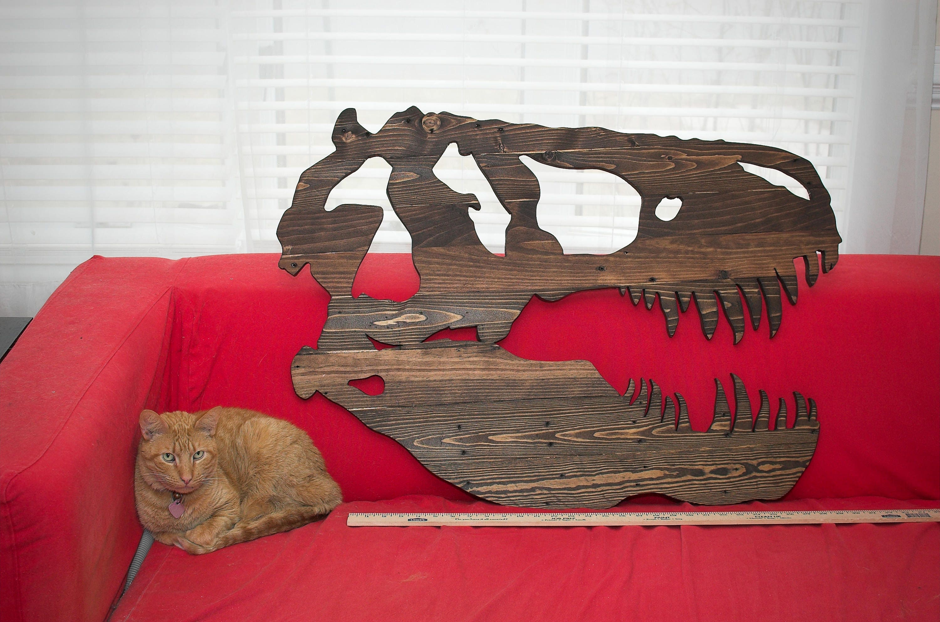 BIG REX LARGE 3' Stained Reclaimed Wood Dinosaur Skull Etsy.de