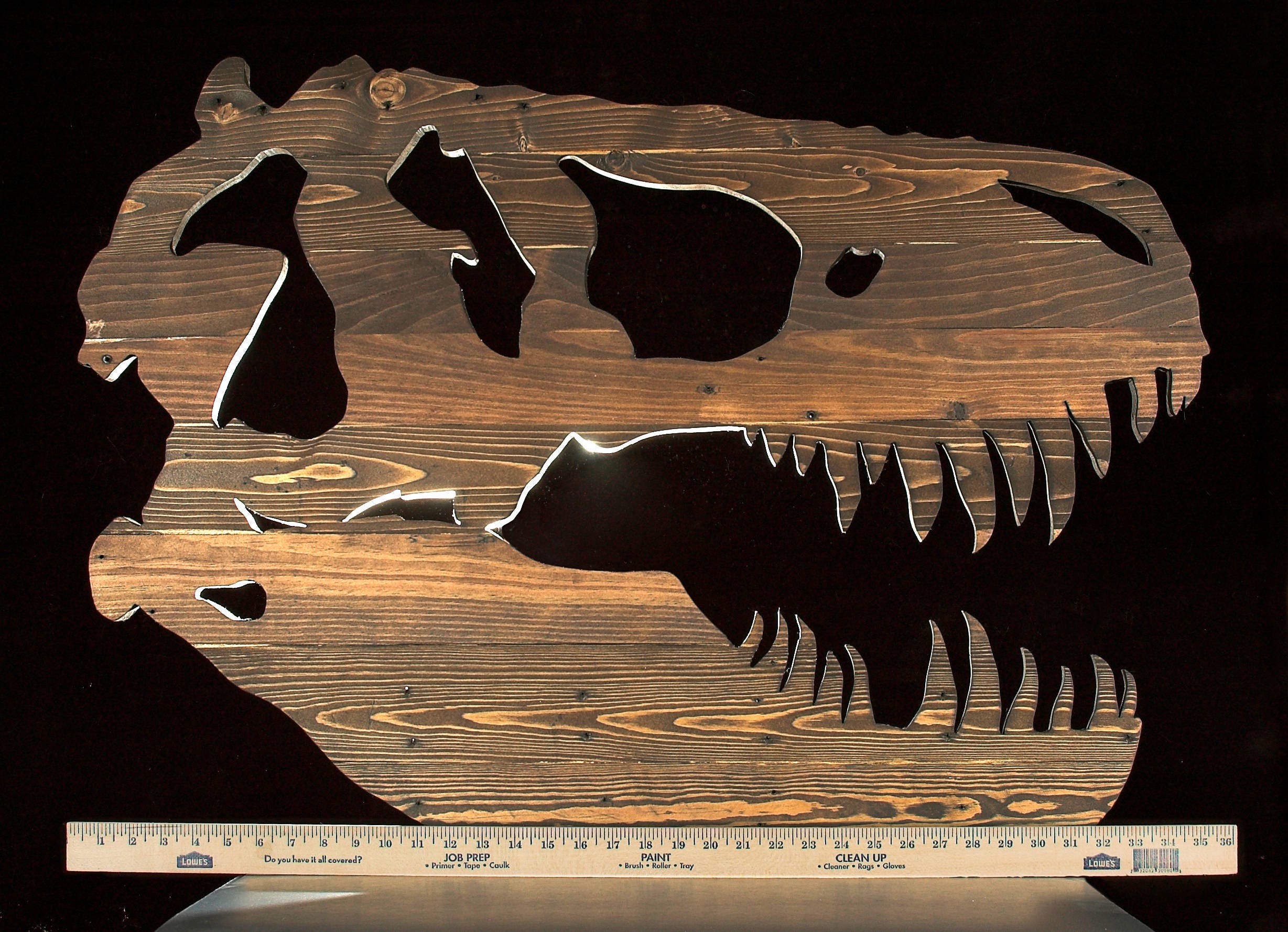 BIG REX LARGE 3' Stained Reclaimed Wood Dinosaur Skull Etsy.de