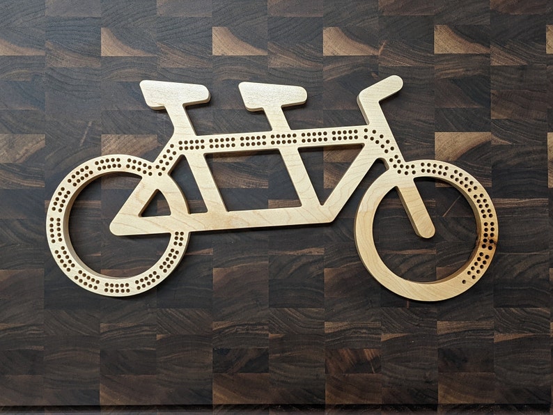 Customizable Tandem Bike Cribbage Cycling Bicycle Pegs Included image 1