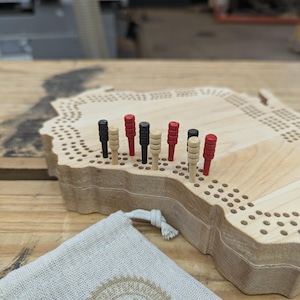 Replacement Wooden Cribbage Pegs, Set of 9, in Engraved Bag