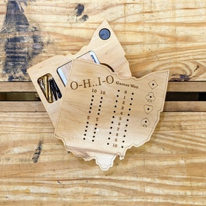 Ohio State OH Travel Euchre Score Keeping Board, Storage Inside! Includes Cards and Pegs!