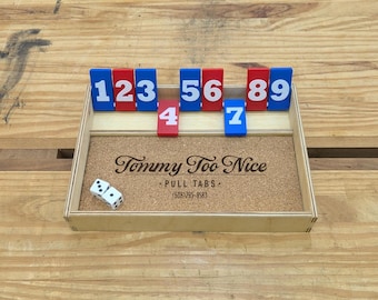 9 Tile Handmade Shut the Box Dice Game: Customizable Tile Colors & Engraving