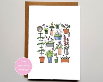 Flower Pot Card - Gardening Card - Gardener Card - Flower Card