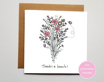 Thanks A Bunch Card - Thank You Card - Thanks Card - Flower Card