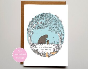 Fathers Day Card - Bear Card - Woodland Card - Love Card - Family Card