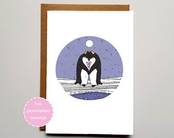 Penguin Love Valentines Card - Love Card - Valentines Card - Anniversary Card - Penguin Card