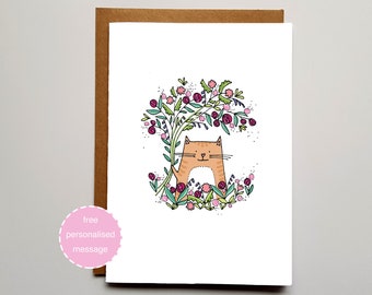 Cat Card -  Cat Birthday Card - Get Well Soon Card - Thinking of you card - Cute Animals Card