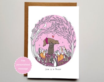 Dancing Bears Valentines / Anniversary Card - Dancing Animals Movie Love Scene with Shimmer Effect