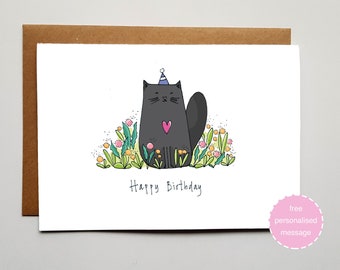 Cat Card - Black Cat Card - Birthday Card - Cat Birthday Card - Kitten Card