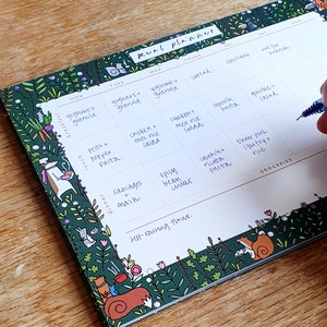 A4 Woodland Meal Planner Notepad