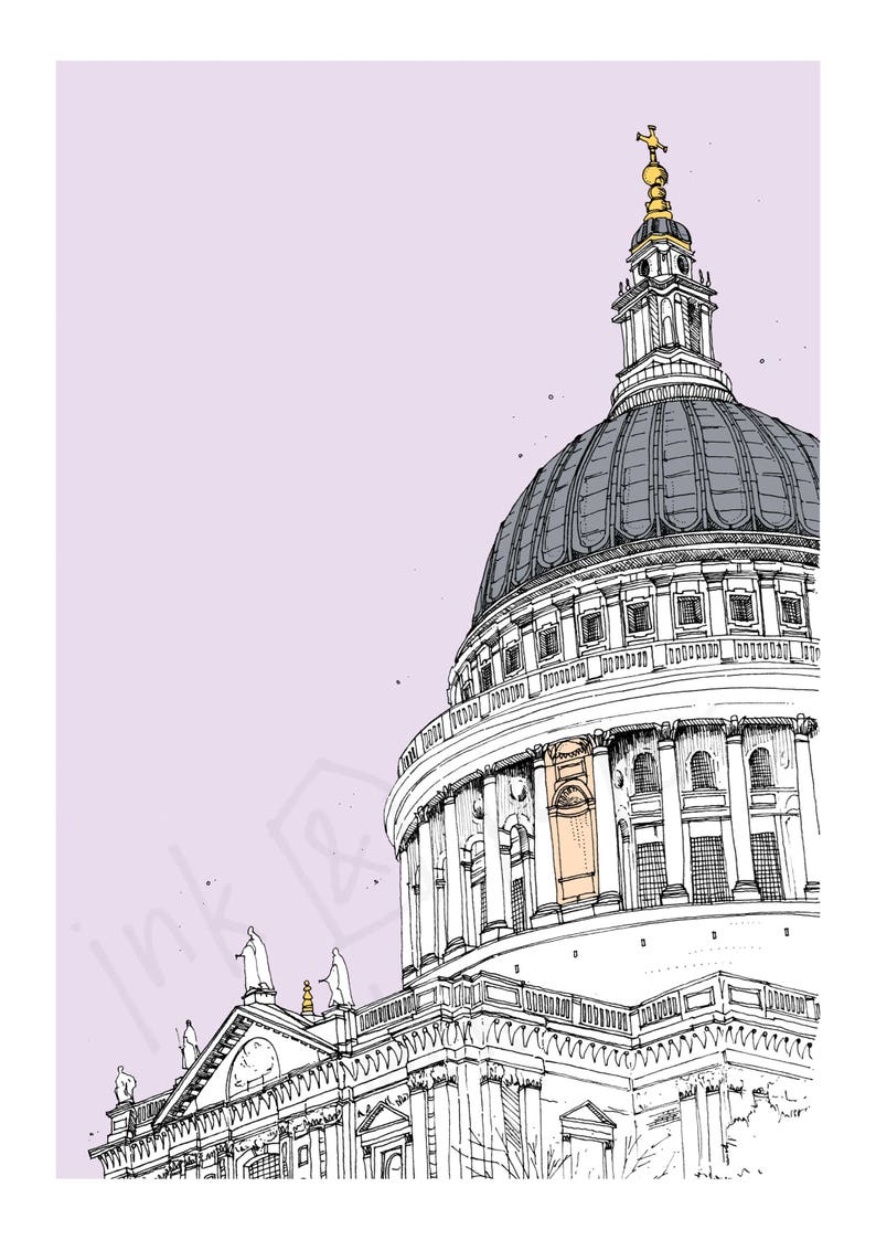 A4 St.Pauls Cathedral London Drawing Building Drawing | Etsy