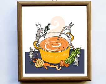 Soup Rabbit Art - Bunny Print