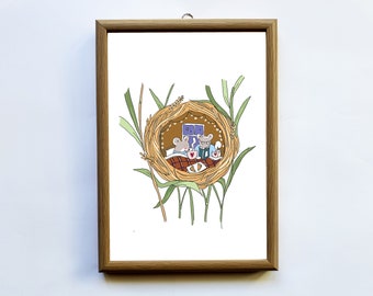 Mouse Art Print - Mouse Nest
