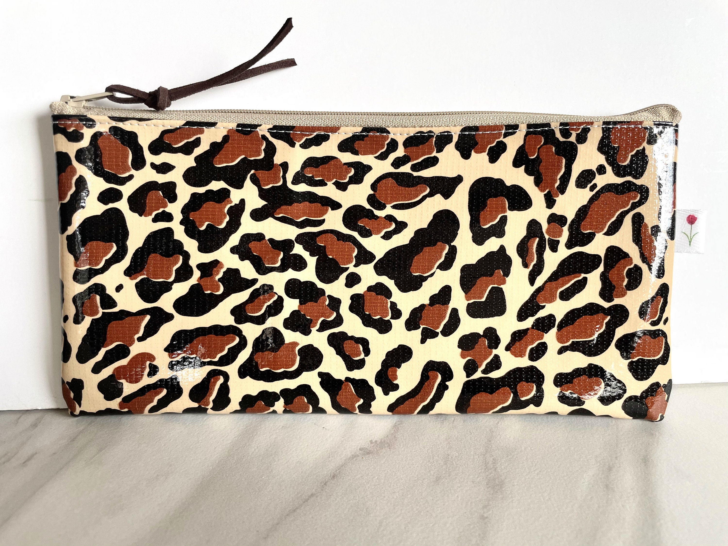 Long Oilcloth pouch / Zipper pouch / Pencil pouch / Makeup brush pouch