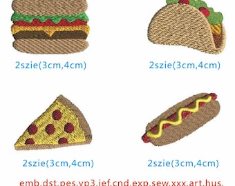 3 Set of Fast foods Machine Embroidery Design File