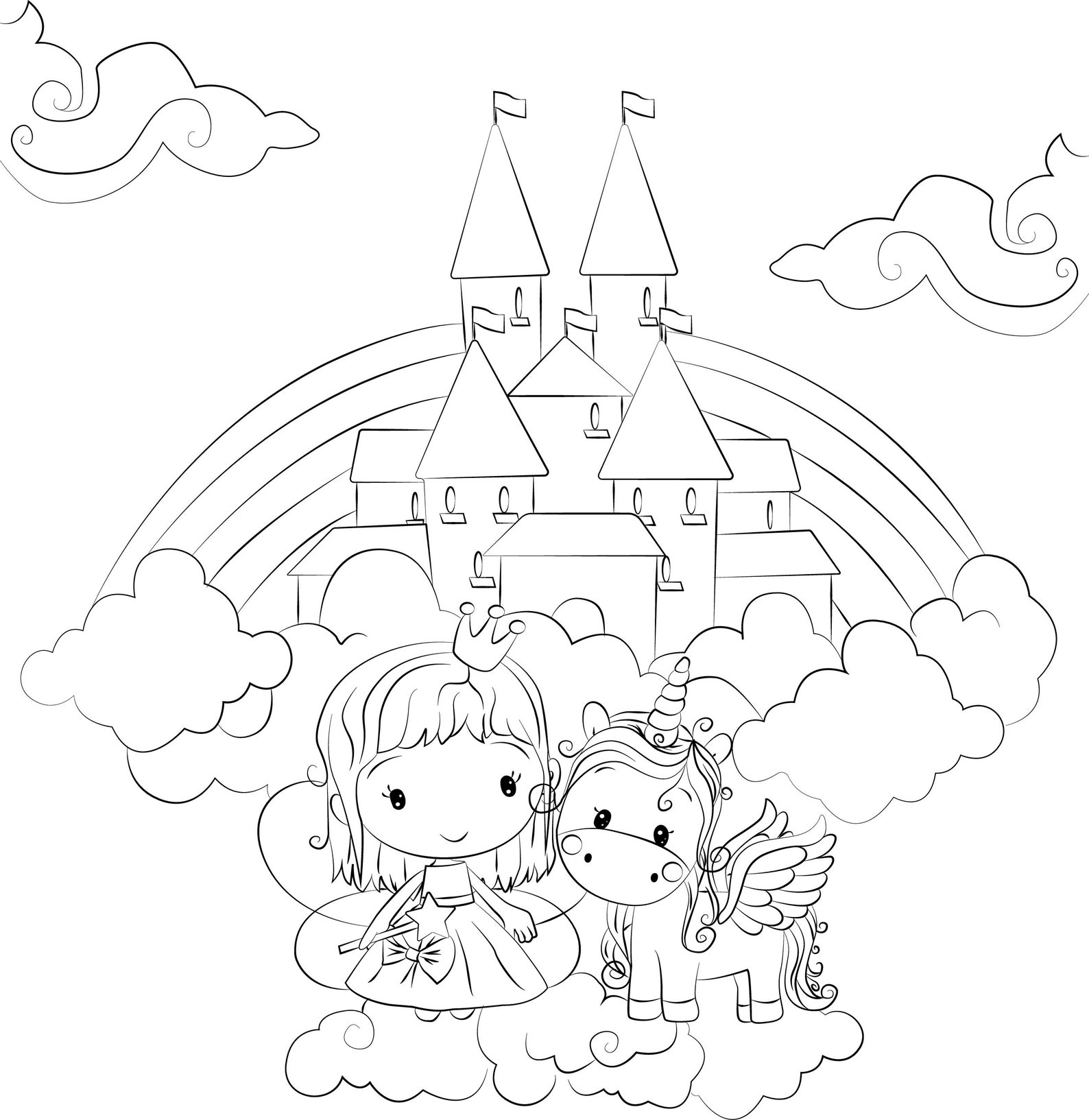 Unicorn Fairy Coloring Page/ Digital Coloring Page/ Instant Download ...