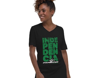 Independencia Green - Unisex Short Sleeve V-Neck T-Shirt