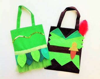 10 Pcs Peter Pan and Tinkerbell Party Bag Treat Bags Goodie Bags Neverland Party