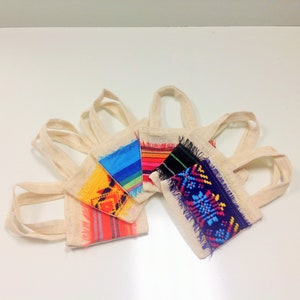 10 Pcs Mini Mexican Party Bag 4&quot;x4&quot; Treat Bags Goodie Bags Favors Bags Mexican Party Themed Cambaya and Burlap Bags