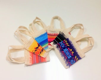 10 Pcs Mini Mexican Party Bag 4"x4" Treat Bags Goodie Bags Favors Bags Mexican Party Themed Cambaya and Burlap Bags