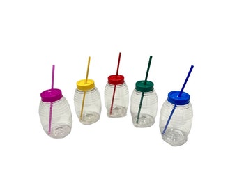 Vitroleros Cups 32 ounces - 5 Different Color Caps - 32 ounces Mexican Party Supplies Fiesta