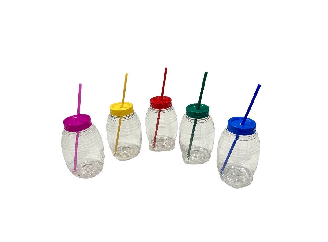 Mexican Style Plastic Barrel with Straw and Lid - Traditional