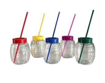 Vitroleros Cups 20 ounces - 5 Different Color Caps - 20 ounces Mexican Party Supplies Fiesta