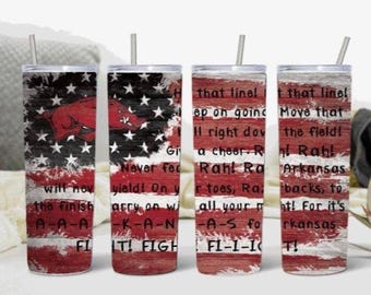 Vaso con la canción de lucha de los Arkansas Razorbacks