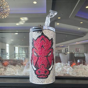 Rhinestoned Razorbacks Koozie