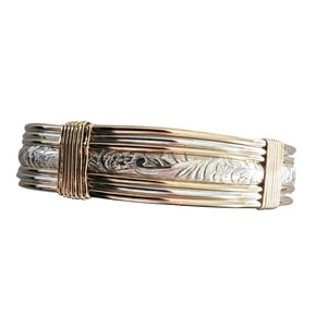 Handmade Womans Jewelry Gold and Silver 2 tone Wire Bracelet