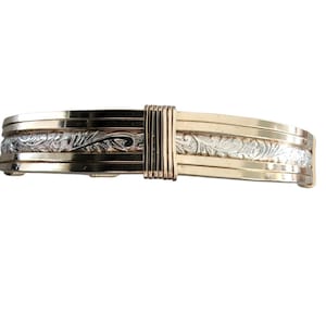 Handmade Womans Gold Filled and Sterling Silver Two Tone Wire Cuff Bracelet
