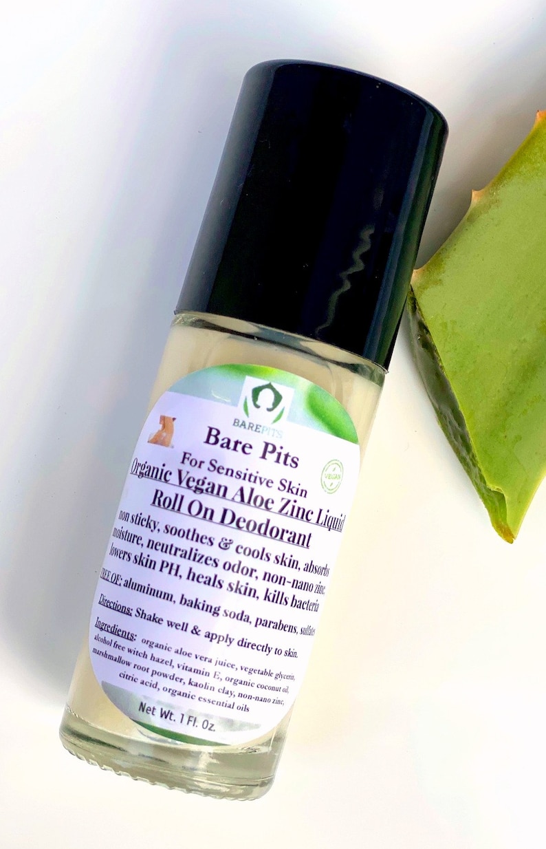 Bare Pits Organic Vegan Aloe Vera Zinc Liquid Natural Roll on Etsy
