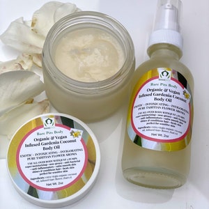 Bare Pits Body Organic Infused Gardenia Tiare Coconut EXOTIC Body Oil 2oz