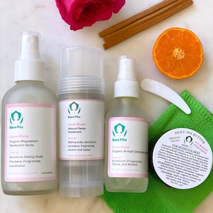 Bare Pits Aluminum Free Magnesium Deodorant Spray, Natural Deodorant Stick, Pit Butter and Pit Cleansing Serum Spray