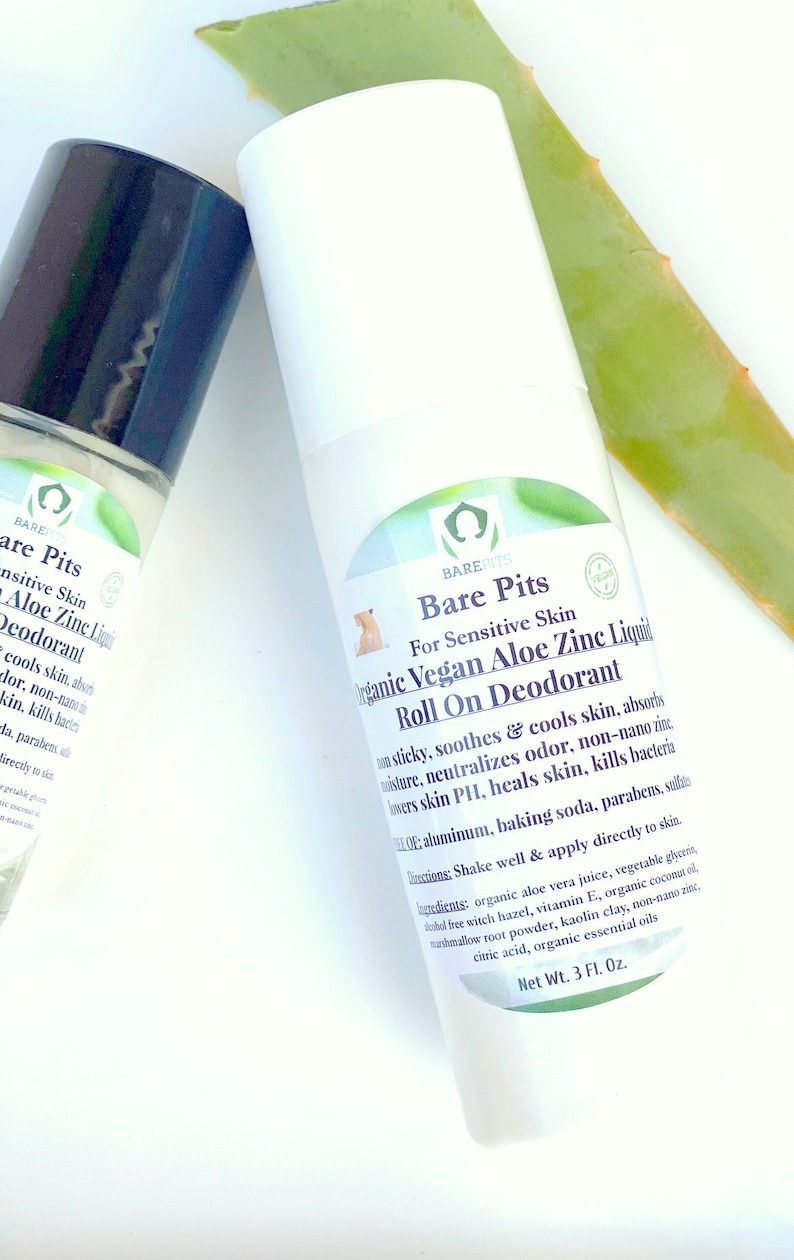 Bare Pits Organic Vegan Aloe Vera Zinc Liquid Natural Roll on Etsy