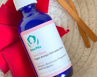 Bare Pits Natural Pit Refresher Spray.. Alcohol Free Witch Hazel 2 oz Glass Mister