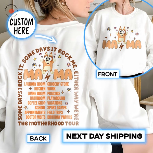 Mama Blue Dog Rock Style Vintage Unisex Shirt, Cute Blue Dog Mom Sweatshirt, Mother's Day Sweatshirt, The Motherhood Tour Tee, Gift For Mama