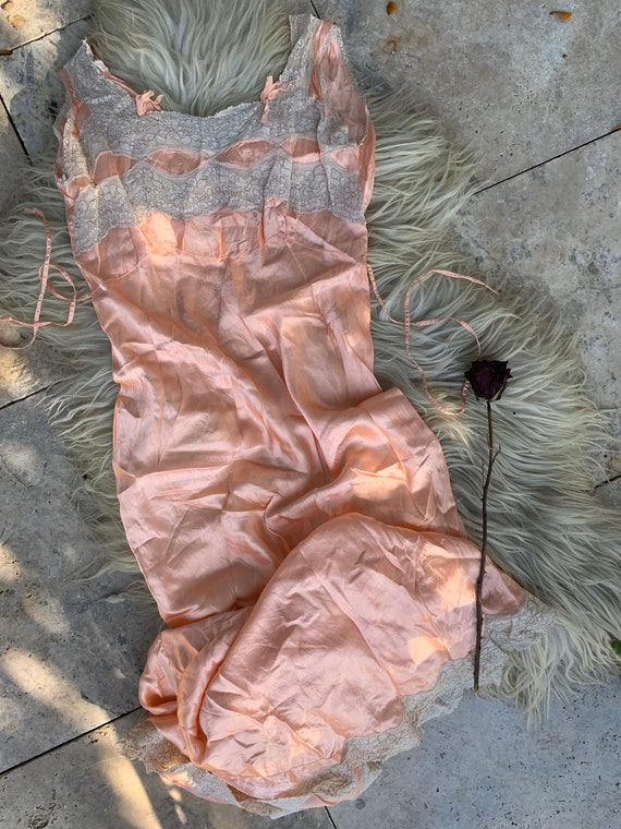 Vintage 1940s lace maxi slip