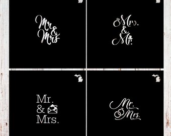 Just Married, 3 inch, Wedding, Bridal, Bride, Marry, Marriage, SILK SCREEN (mesh) or Plastic (acetate)