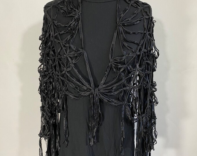 SHAWL Handcrafted With Silk Ribbons in Intricate See-Through Design