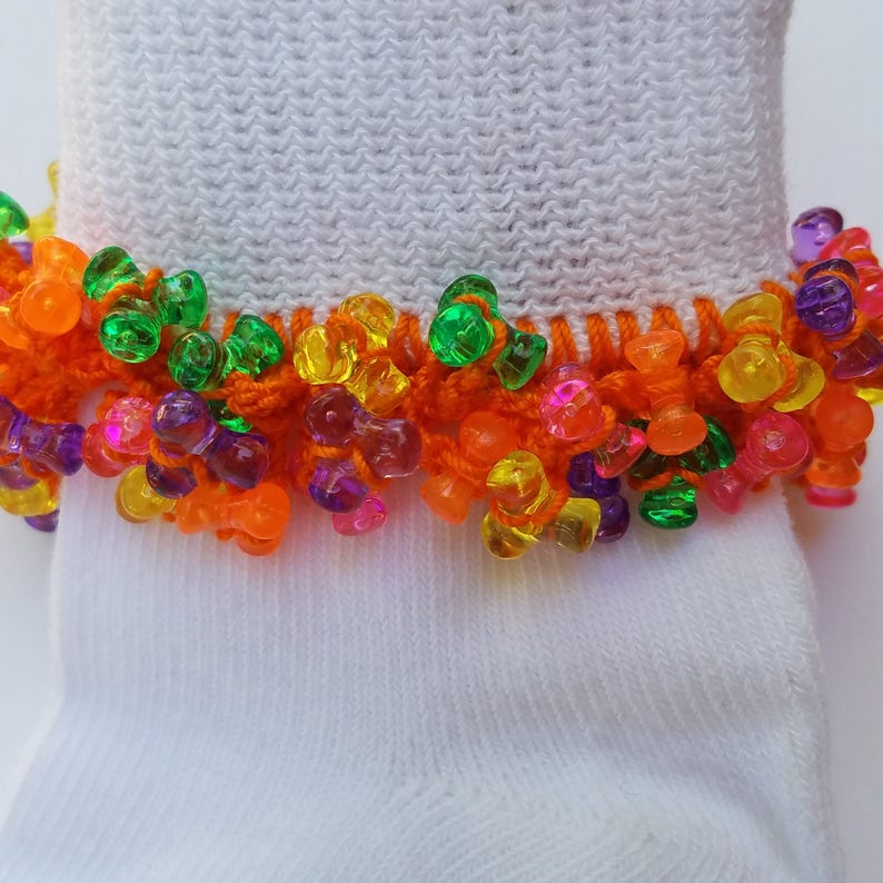 Beadlette Bobbies Little Girl Socks Crochet Bead Socks Etsy