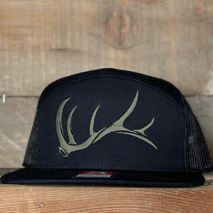 Game On Flat Bill bull elk shed snap back hat embroidered image 2