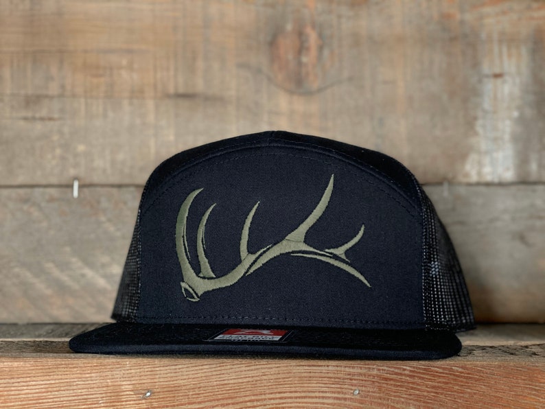 Game On Flat Bill bull elk shed snap back hat embroidered image 2