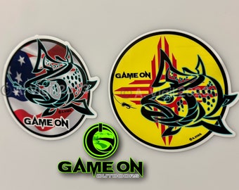 GAME ON San Juan trout. Available in with the NM or American background in a 6” or 3.5” decal.