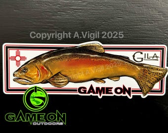 The Gila trout GAME ON decal. 7X2.5 INCH