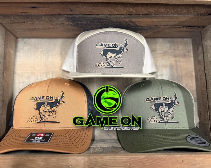 Game On SPEED GOAT II  pronghorn antelope hat with or with out Zia  symbol (snap back hat)