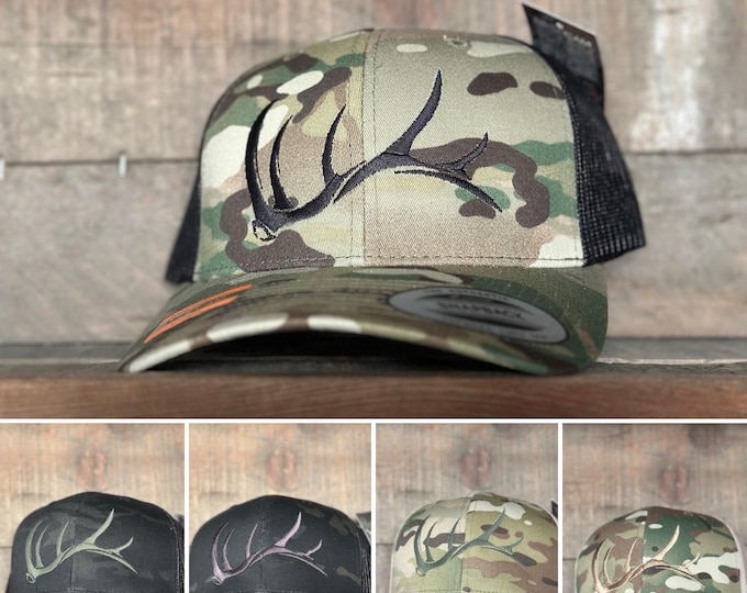 Camo Options- Game On bull elk shed hat (snap back trucker)