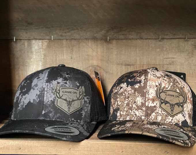 Game On Topo Design on Veil camo SnapBack trucker hat